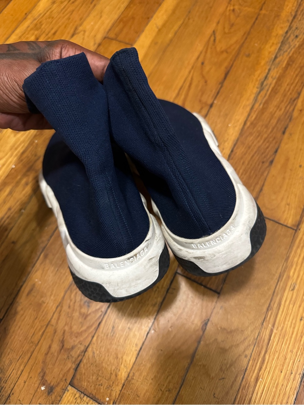 Balenciaga Kids Navy and White Sock Sneakers